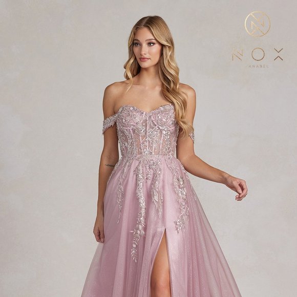 NOX Dresses & Skirts - NEW LONG SLEEVELESS A-LINE DRESS EMBROIDERED WITH SPARKLING SEQUINS NX E1128